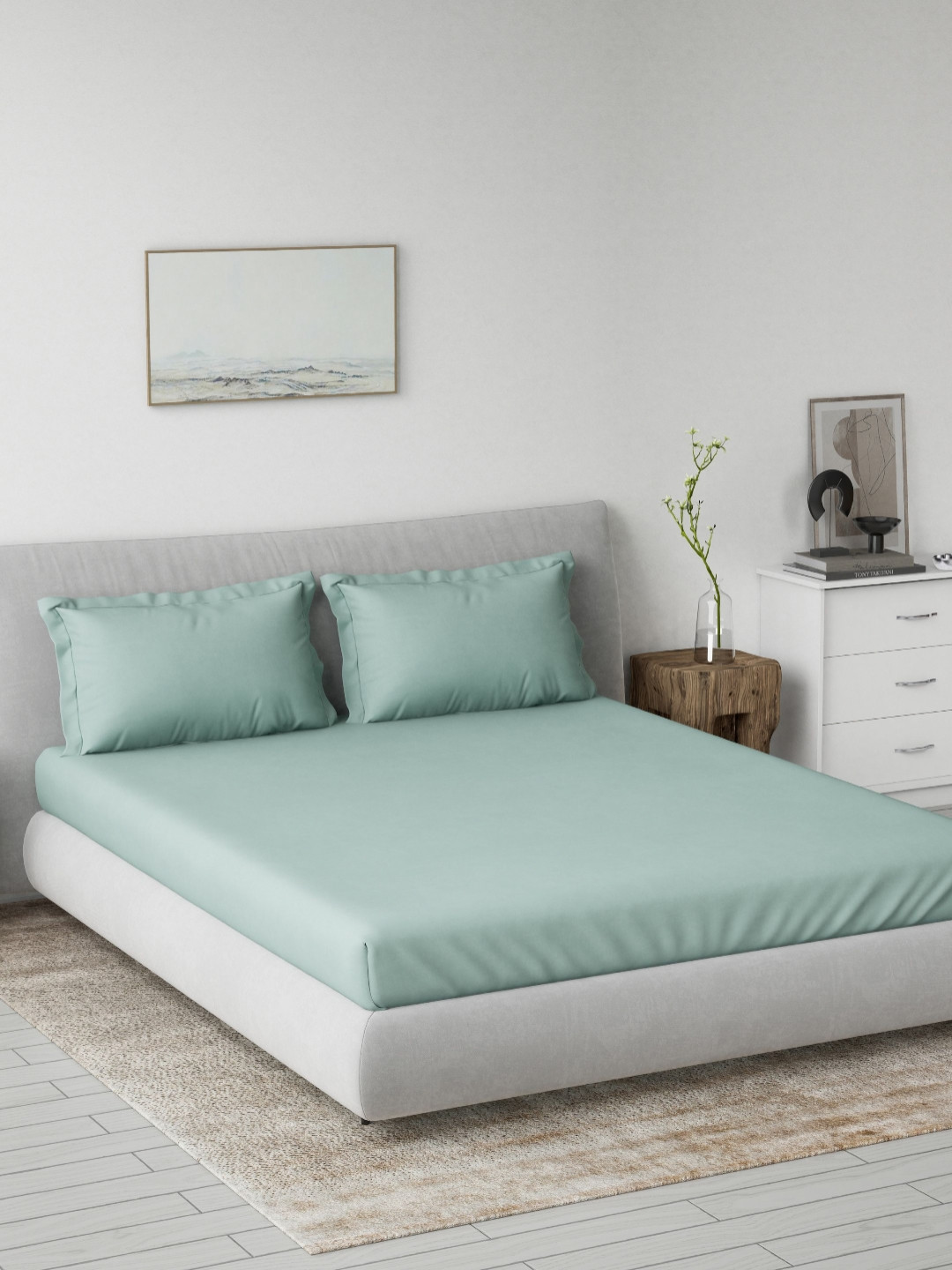 DDecor Spectrum Turquoise Blue 180 TC Pure Cotton Super King Bedsheet Set 2.74m x 2.74m