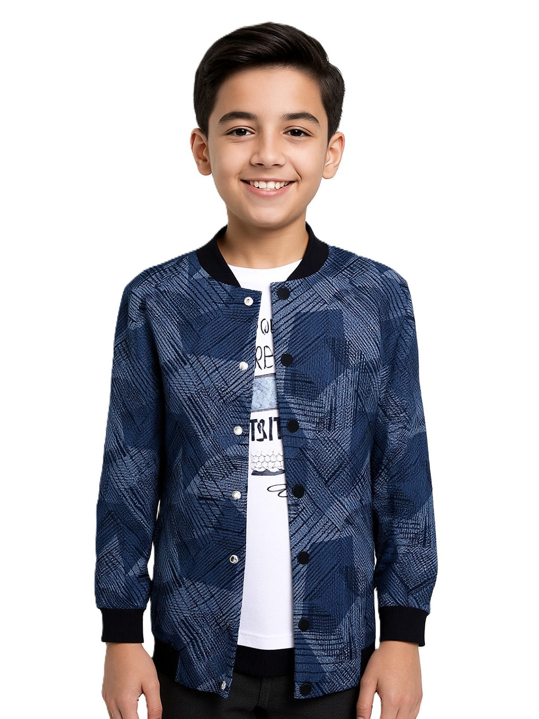 CAVIO Boys Stand Collar Abstract Printed Cotton Casual Bomber Jacket