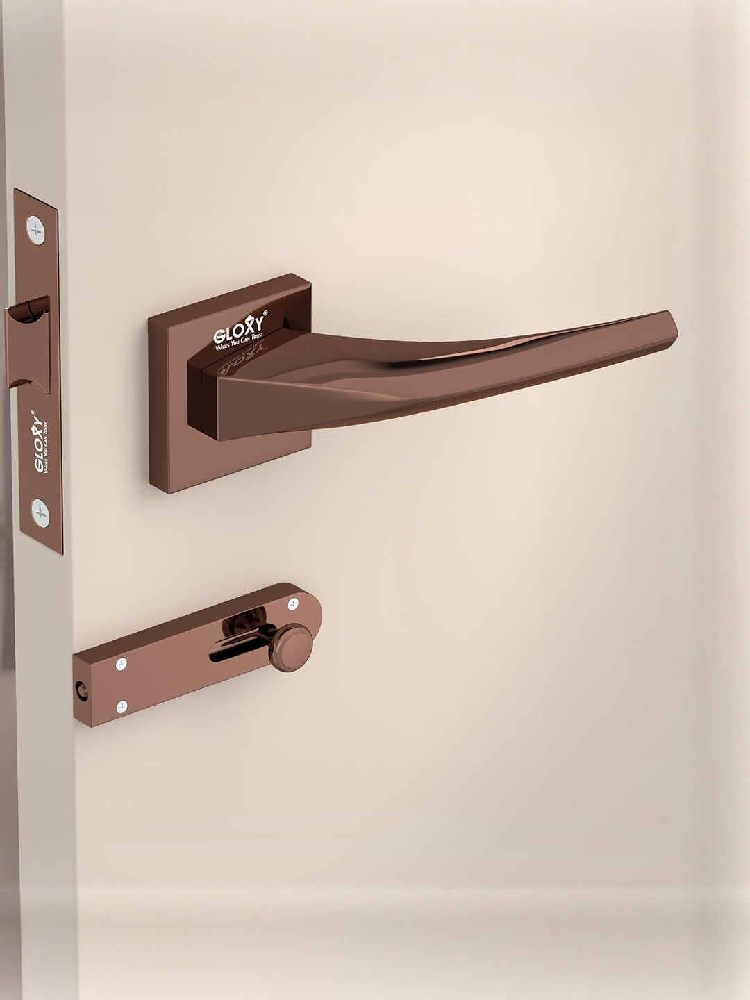 GLOXY Zinc Stainless Steel Mortise Baby Door Lock Handles Set