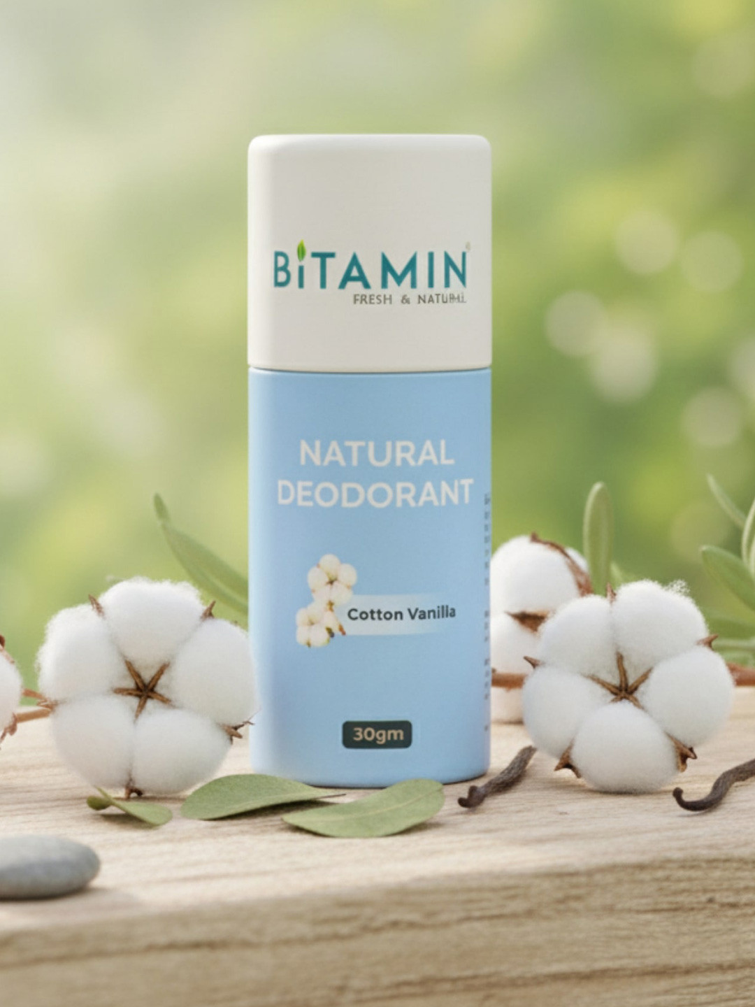 Cotton Vanilla Eco Deodorant 30g Sustainable Natural Formula Soft Fragrance
