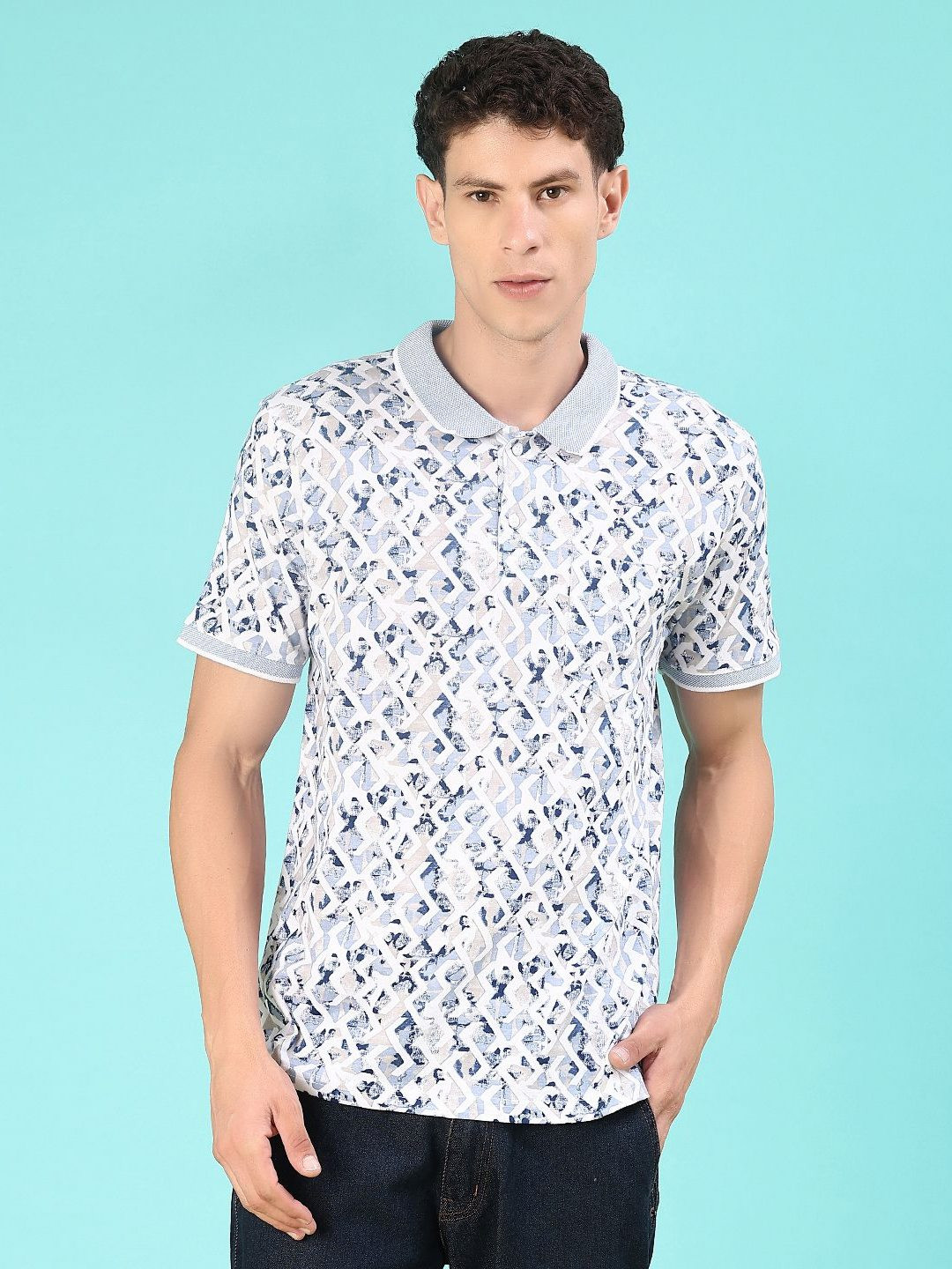 V-Mart Graphic Printed Polo Collar Neck Cotton T-shirt