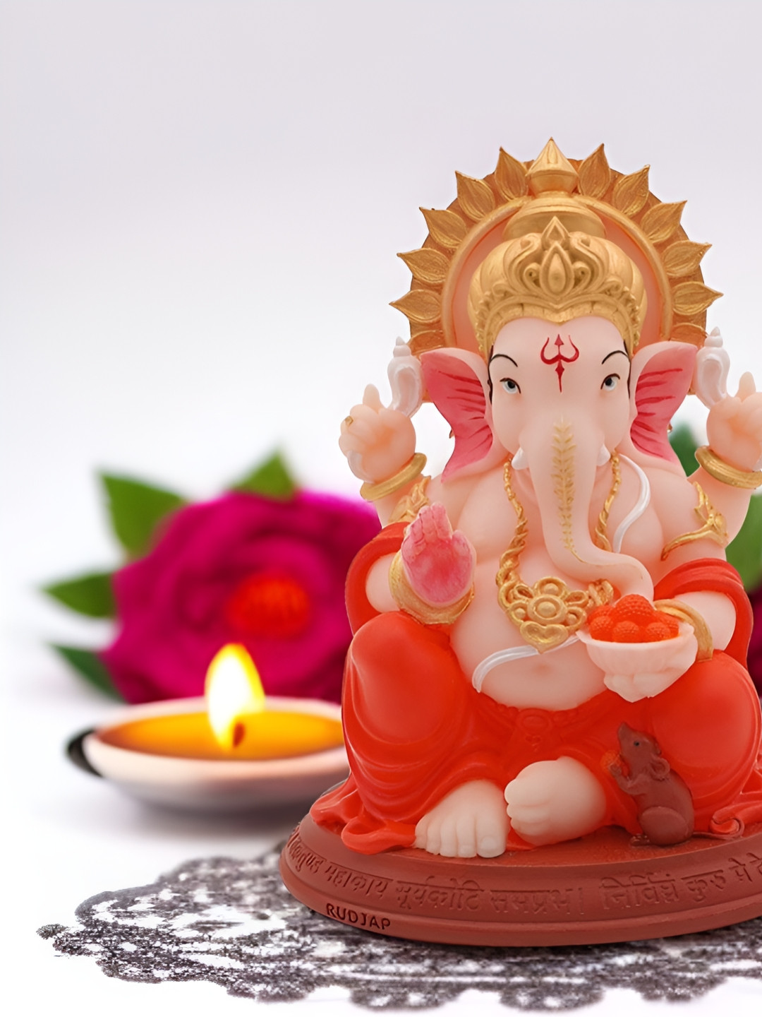 Rudjap Peach Ganpati Bappa Religious Idol Showpiece