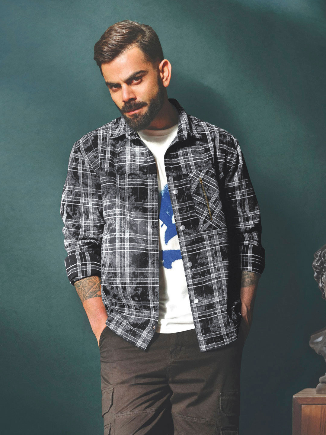 WROGN Men Checked Spread Collar Casual Shirt
