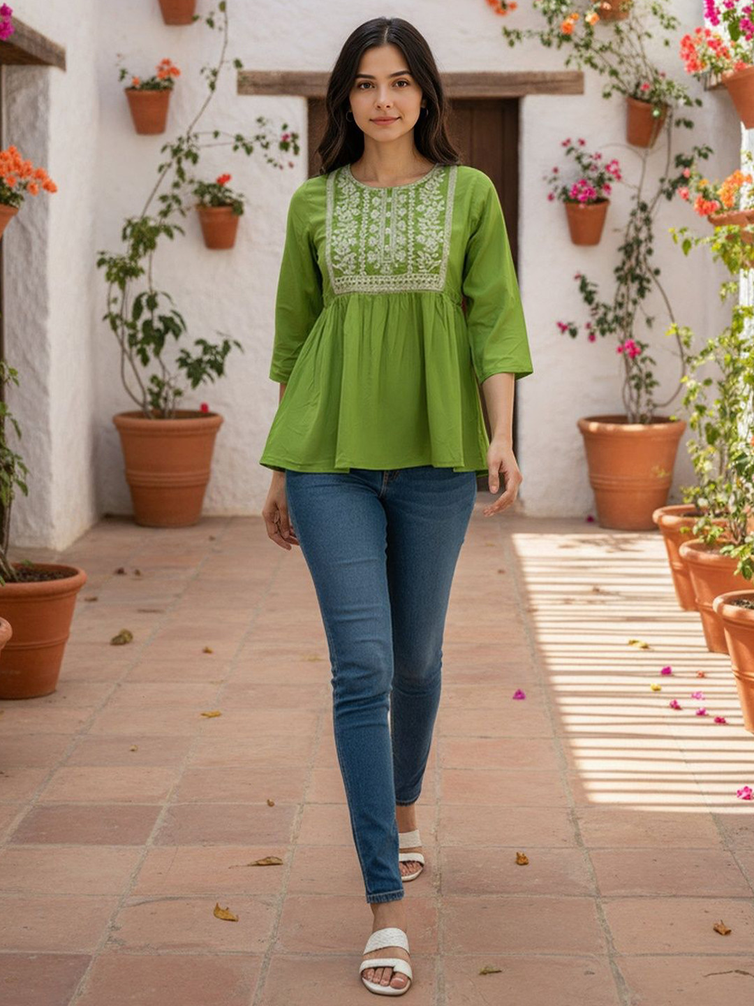 Rangita Women Ethnic Motifs Embroidered A-Line Kurti