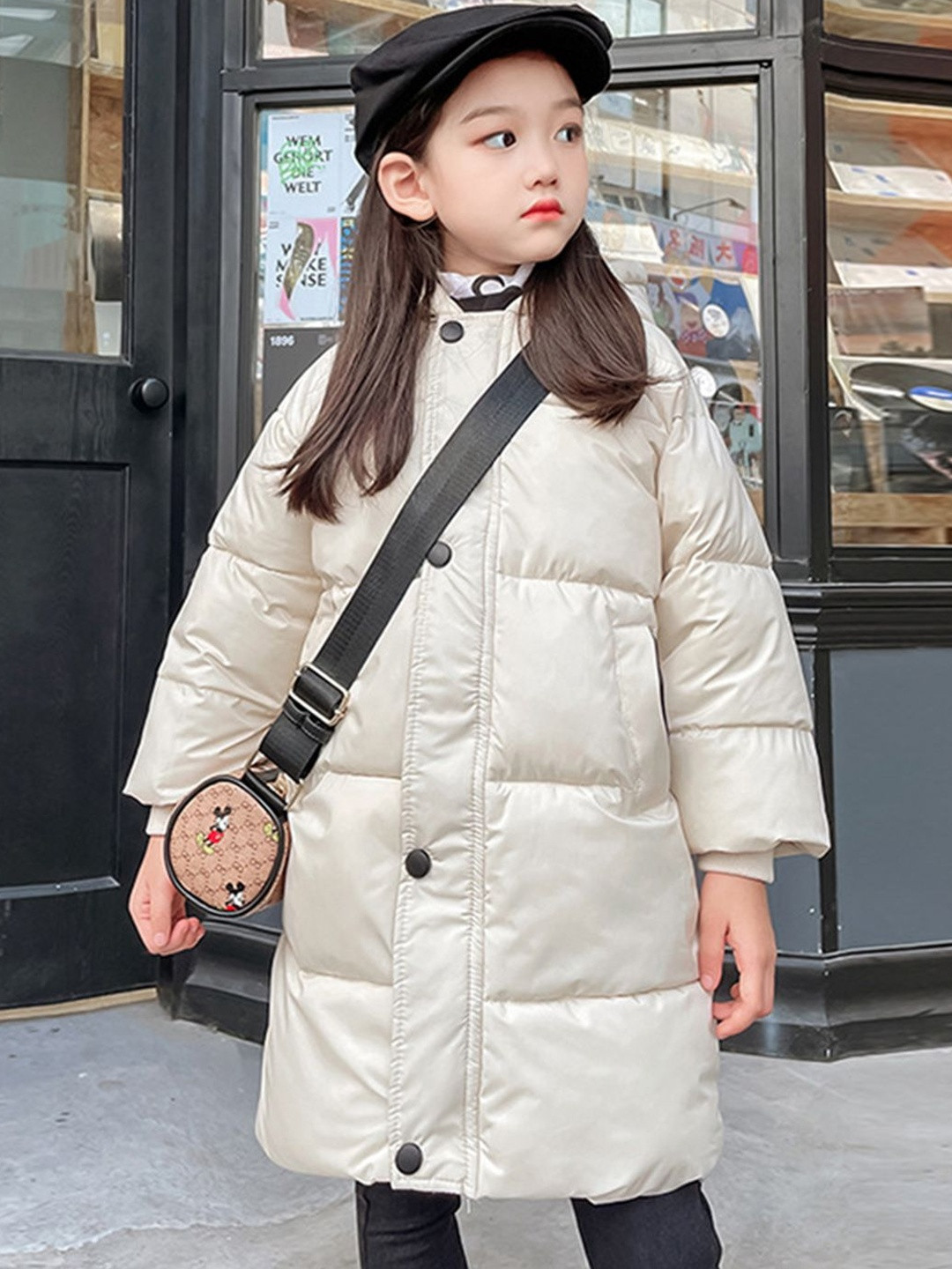 YK Girls Longline Hooded Puffer Jacket