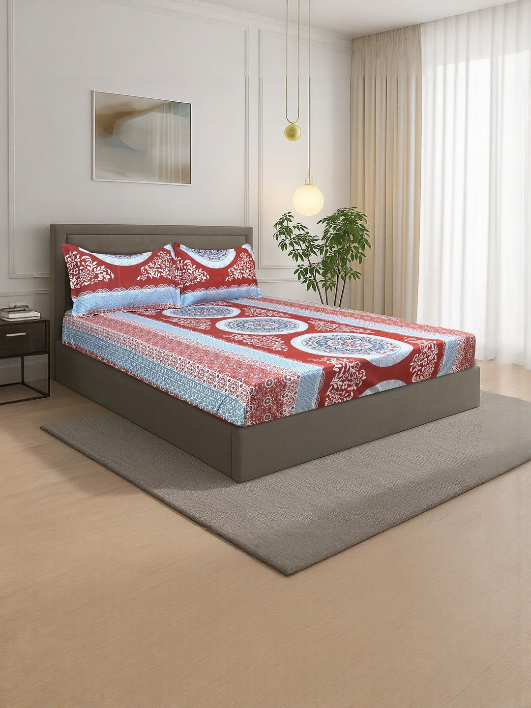 Signature Maroon 300 TC Bedsheet with 2 Pillow Covers