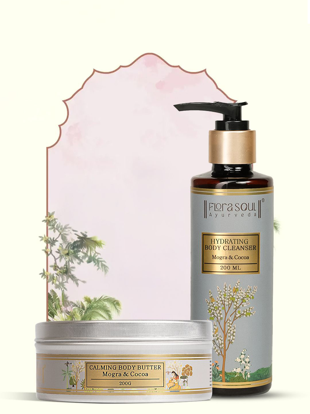 FloraSoul Set Of 2 Hydrating Body Cleanser - 200 ml With Calming Body Butter -200 g