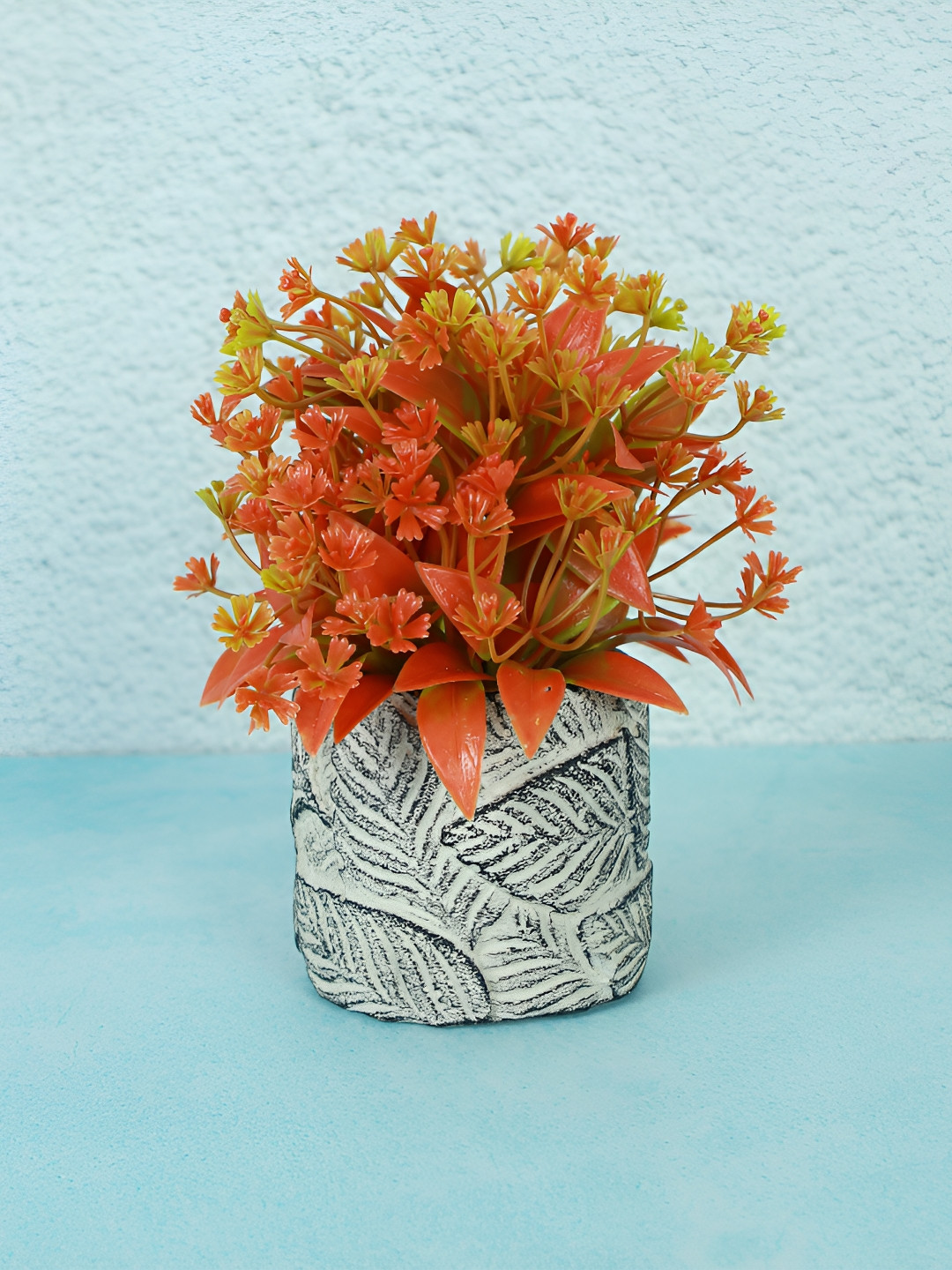 NFI essentials Orange Artificial Flower With Pot