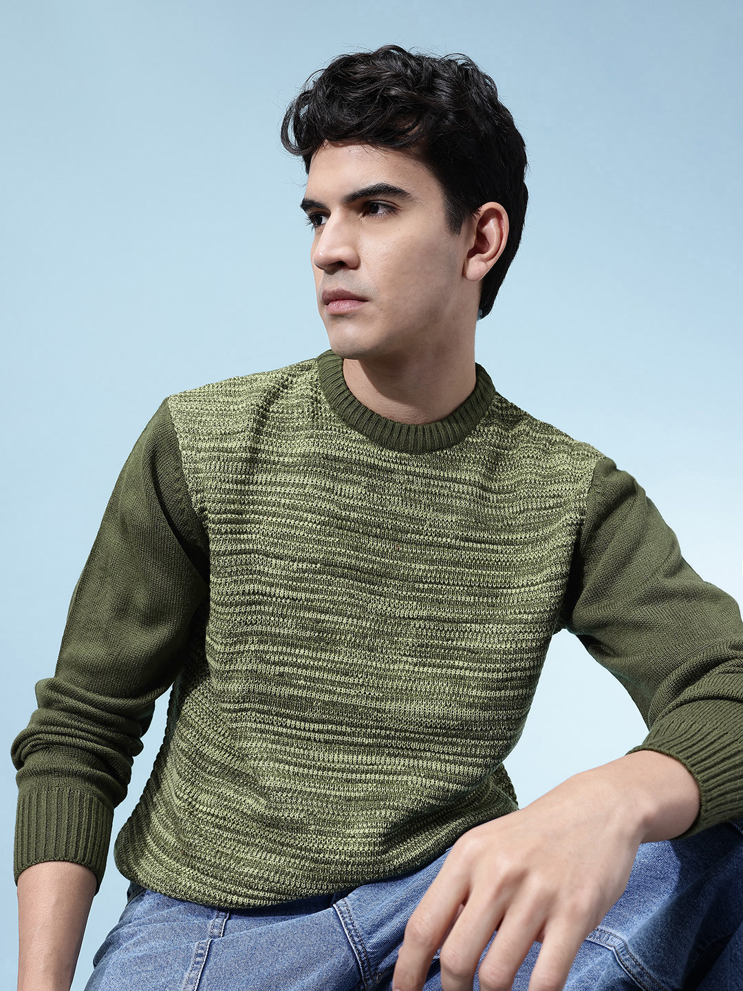 glitchez Melange Effect Pullover Sweaters
