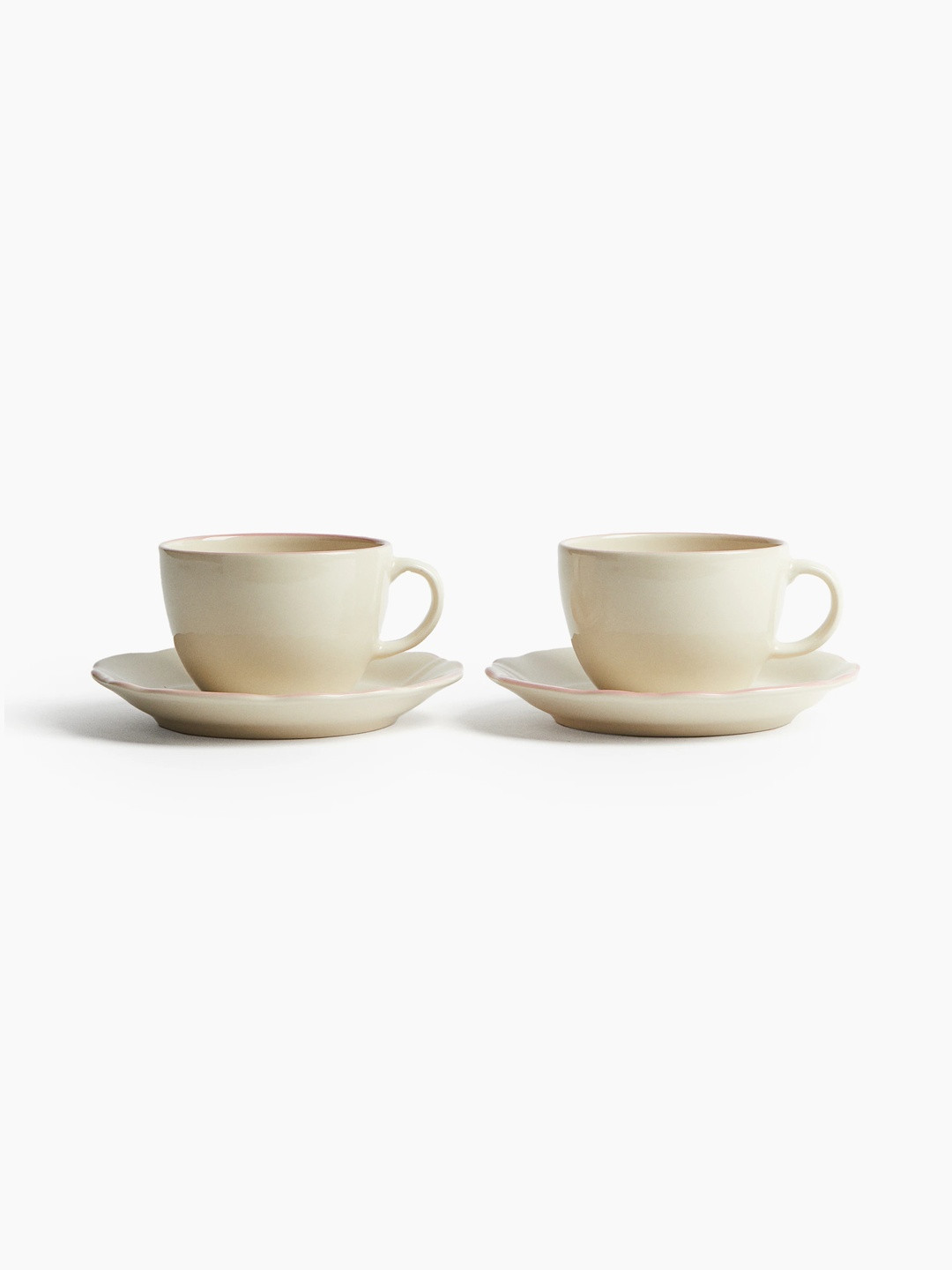 H&M Beige 2-Pack Stoneware Cup And Saucer