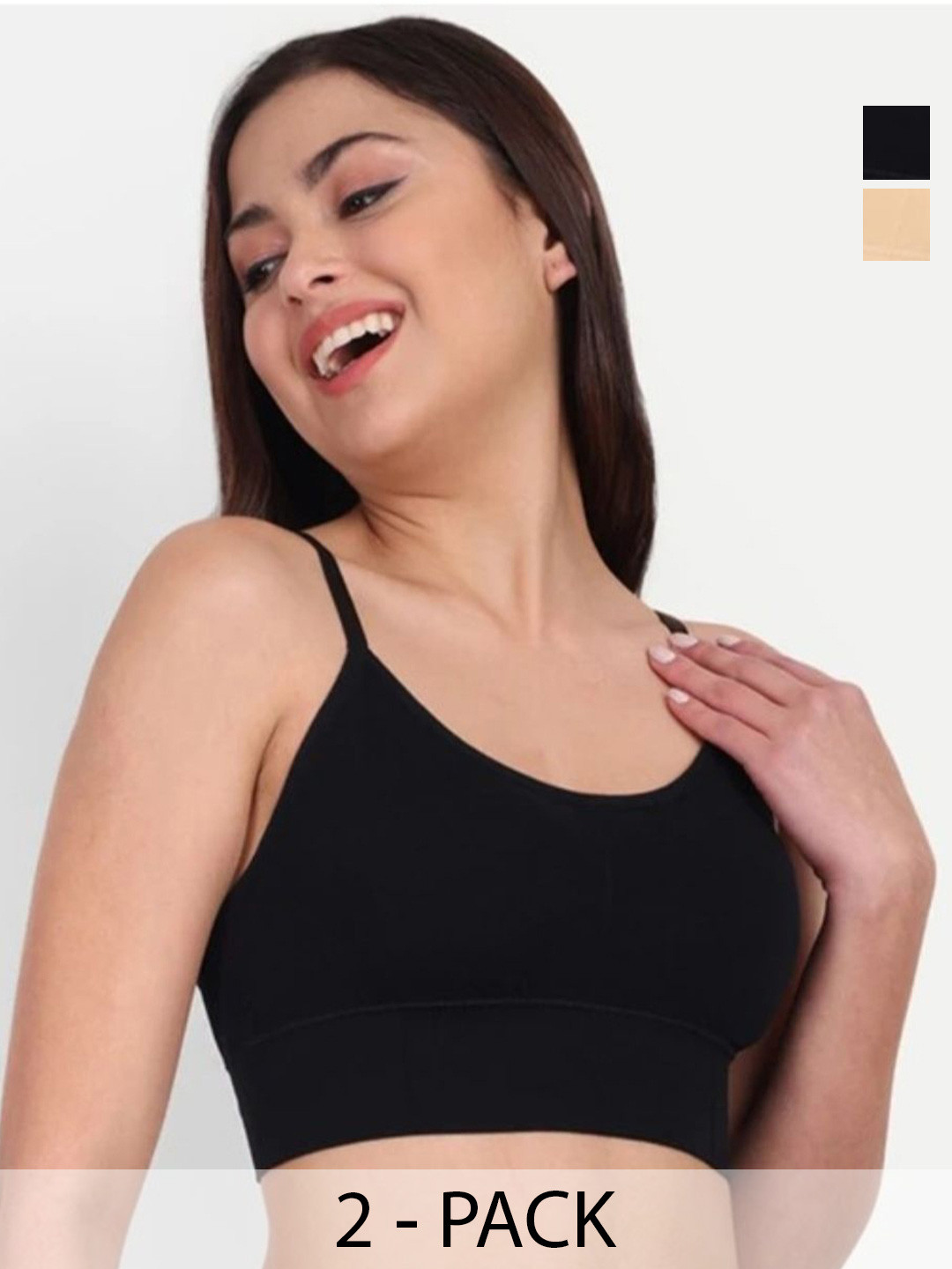 JUGNU TEXTILES Pack of 2 Full Coverage Lightly Padded Non-Wired Seamless Everyday Bra