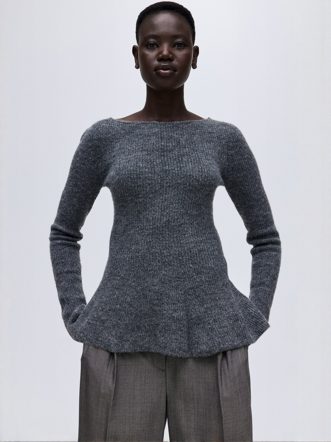 H&M Rib-Knit Peplum Top