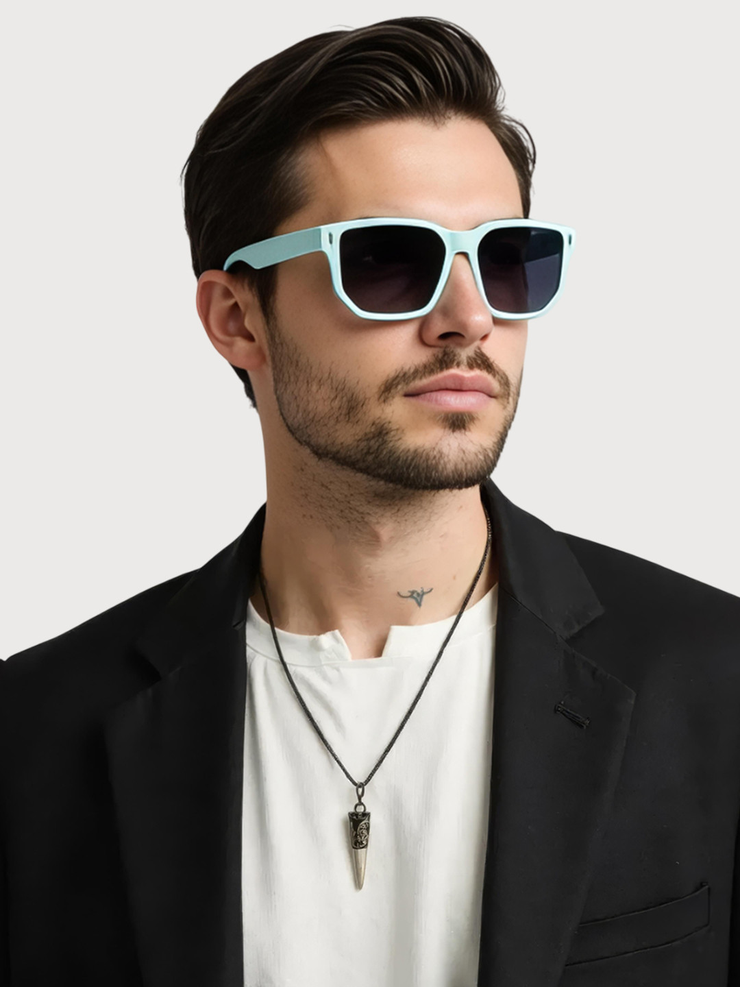 Ted Smith Unisex Aqua Green Square Sunglasses With UV Protected Lenses