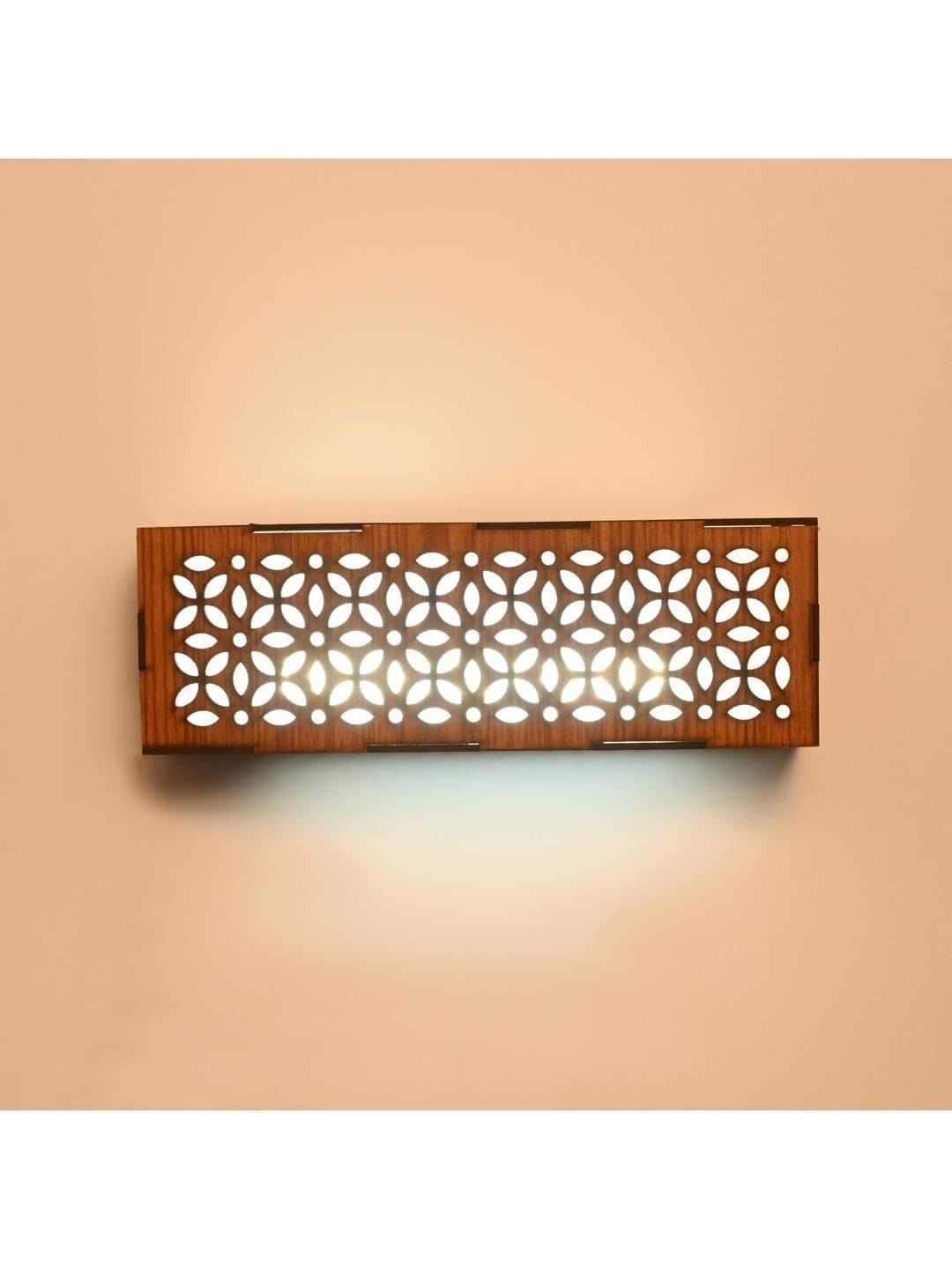 1ST TIME Brown Wood Square Shaped Wall Lamp