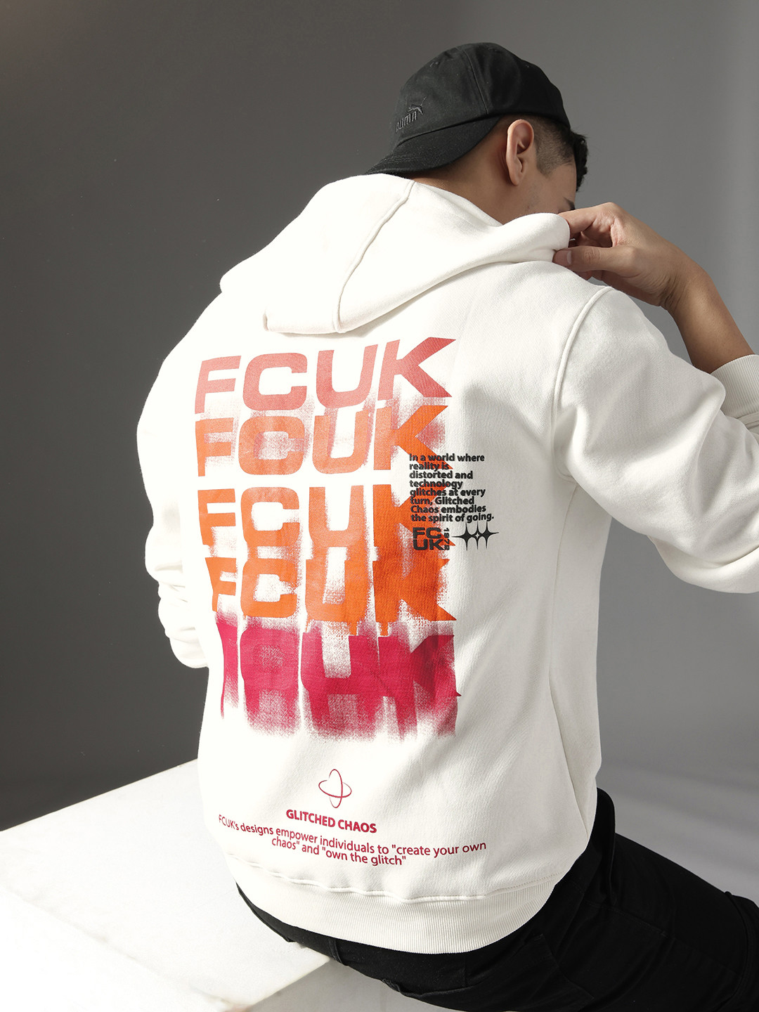 FCUK Brand Logo Printed Hooded Sweatshirt