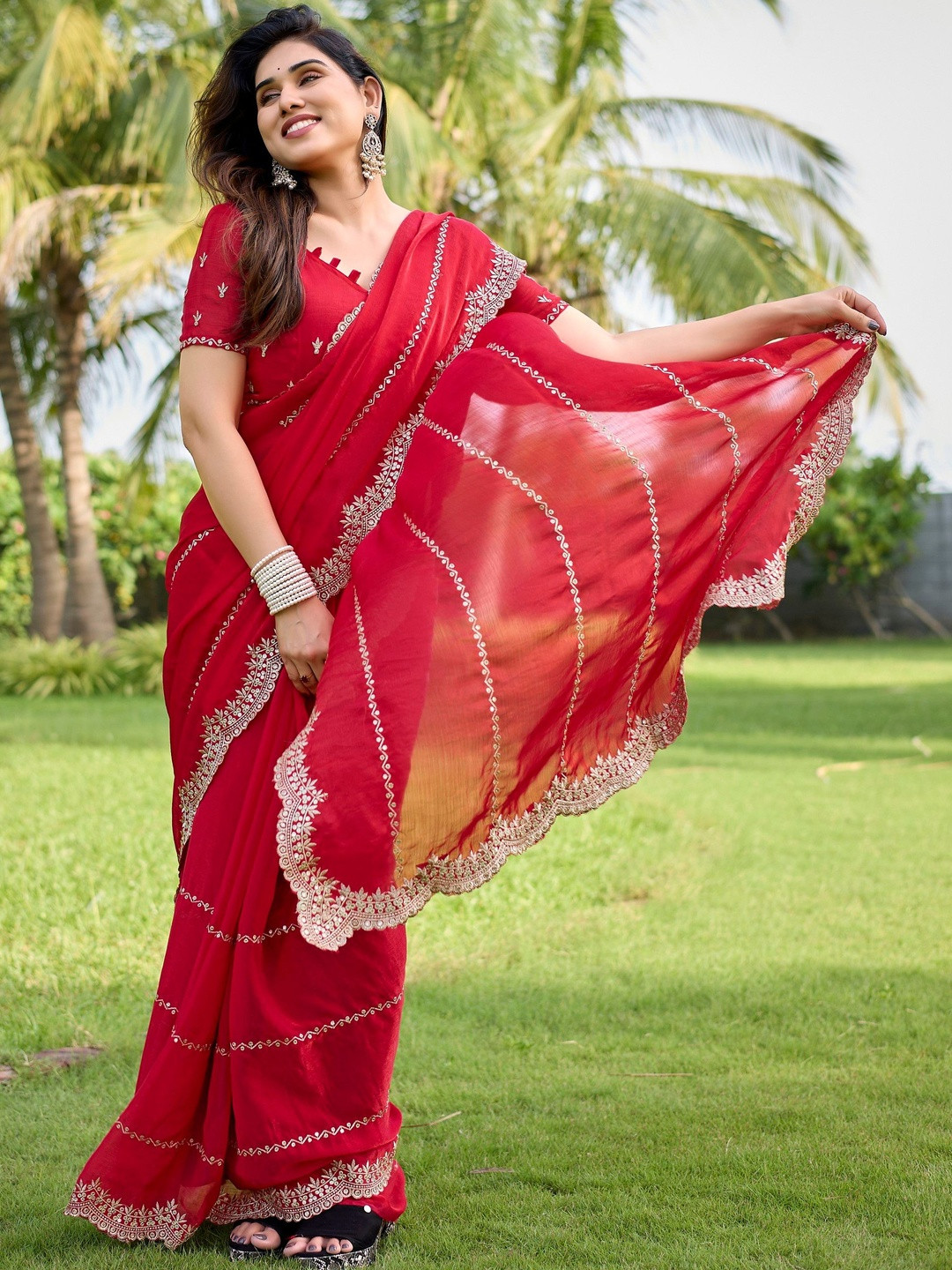 all about you Woven Design Zari Pure Chiffon Jimmy-choo Saree