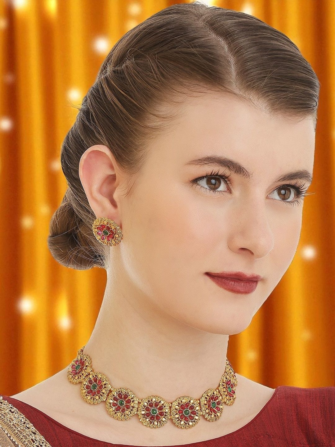 Anouk Antique Gold Plated Artificial Stones Ethnic Jewellery Set