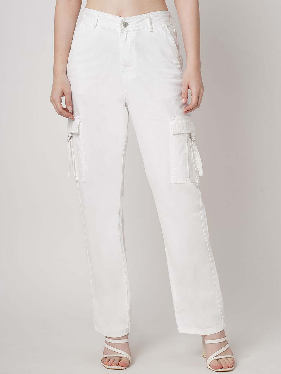 Kraus Jeans Women's Solid High-Rise Cargos Trousers