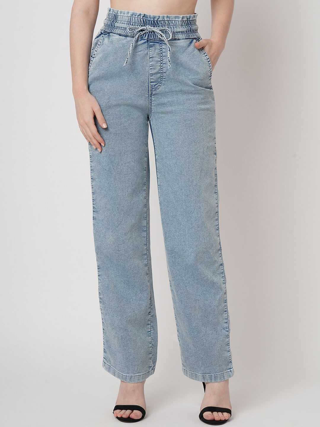 Kraus Jeans Women High-Rise Regular Drawstring Trousers