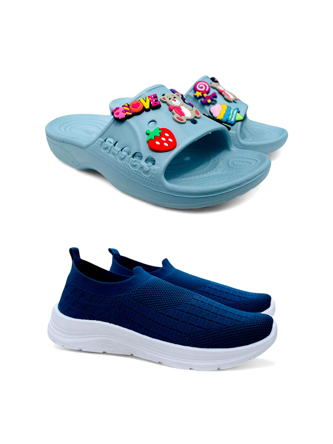 FABBMATE Women Set Of 2 Pair Walking Slip-On Shoes & Sandals