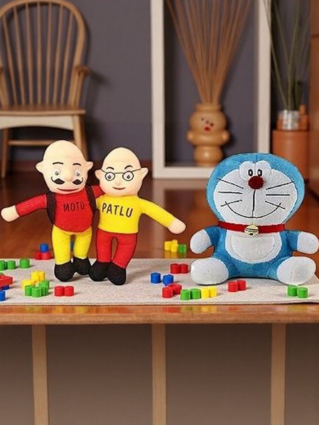 Vrinde Kids Set of 3 Motu Patlu & Doraemon Soft Toys