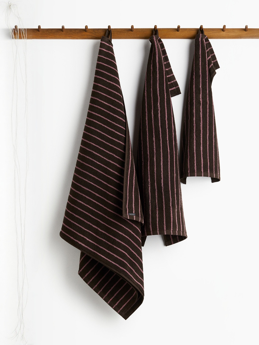 H&M Brown And Pink Pure Cotton Striped Bath Towel