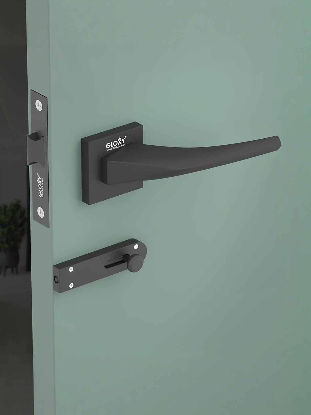 GLOXY Door Lock Handle Set With Brass Baby Latch