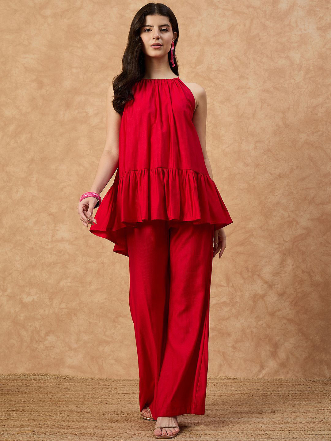 DRAPE AND DAZZLE Halter Neck Top With Trousers