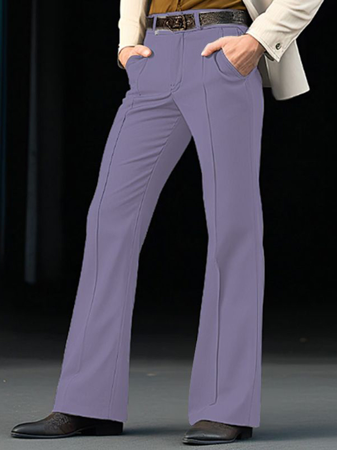 StyleCast x Revolte Men Purple Mid-Rise Regular Fit Formal Trousers