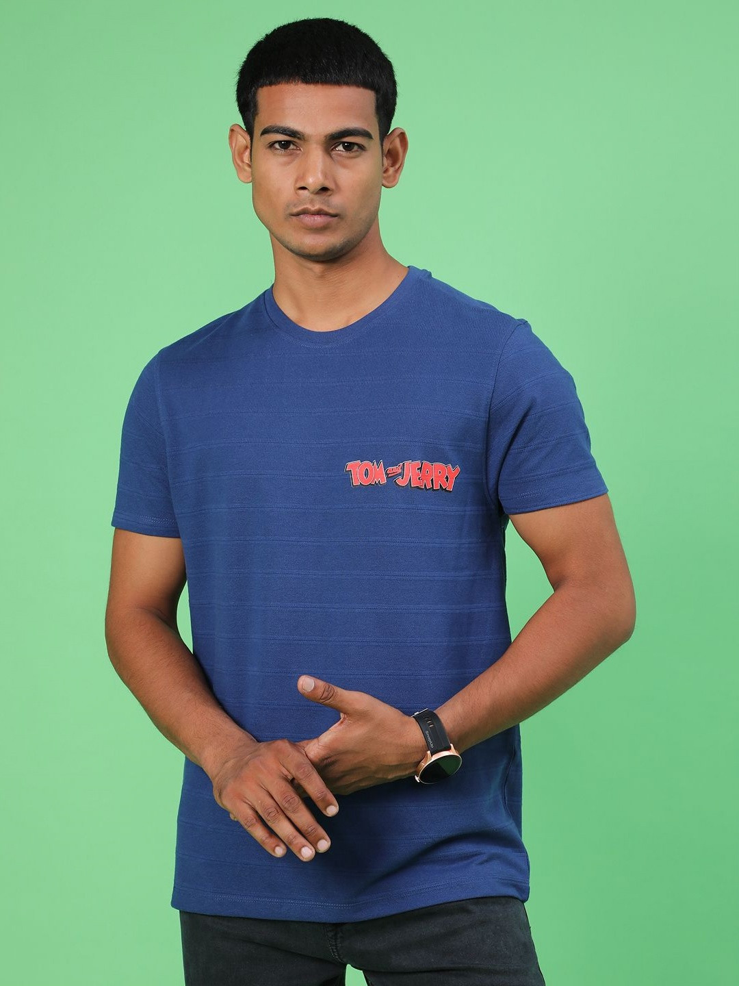 V-Mart Men Tom & Jerry Graphic Printed Round Neck Cotton T-shirt