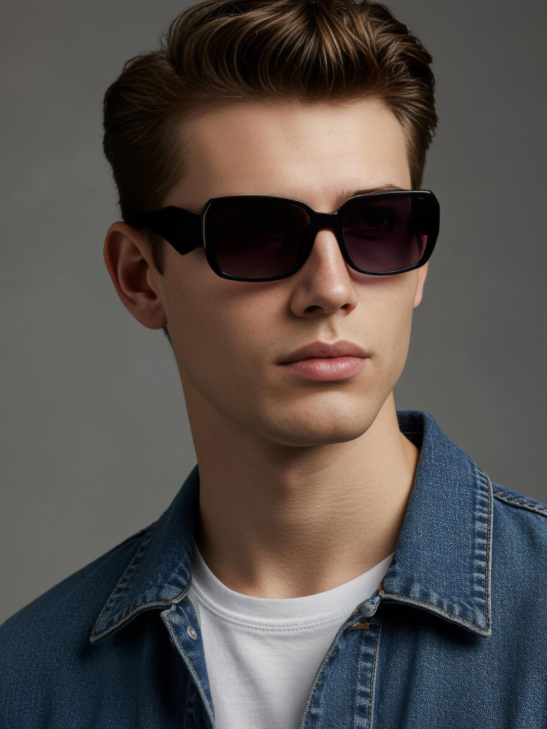 Ted Smith Unisex Regtangle Black Sunglasses With UV Protected Lenses