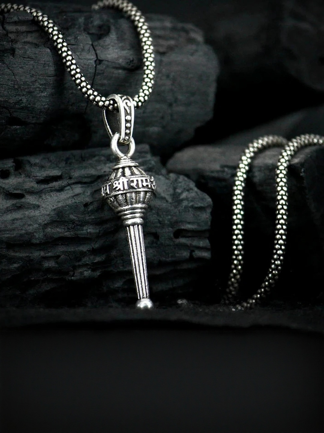 Rashifaashion Unisex Stainless Steel Circular Oxidised Pendant With Chain