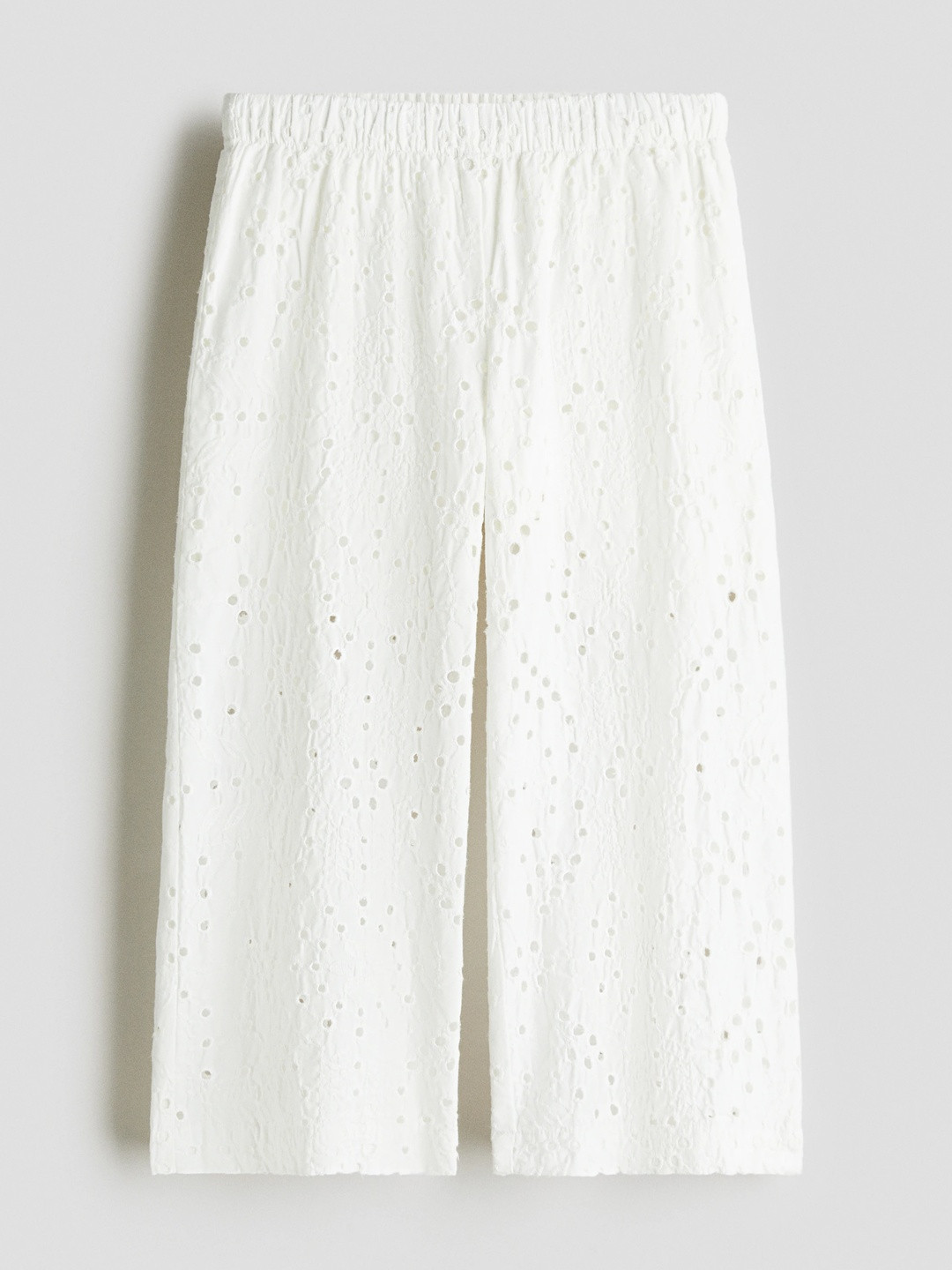 H&M Girls Pure Cotton Wide Broderie Anglaise Trousers