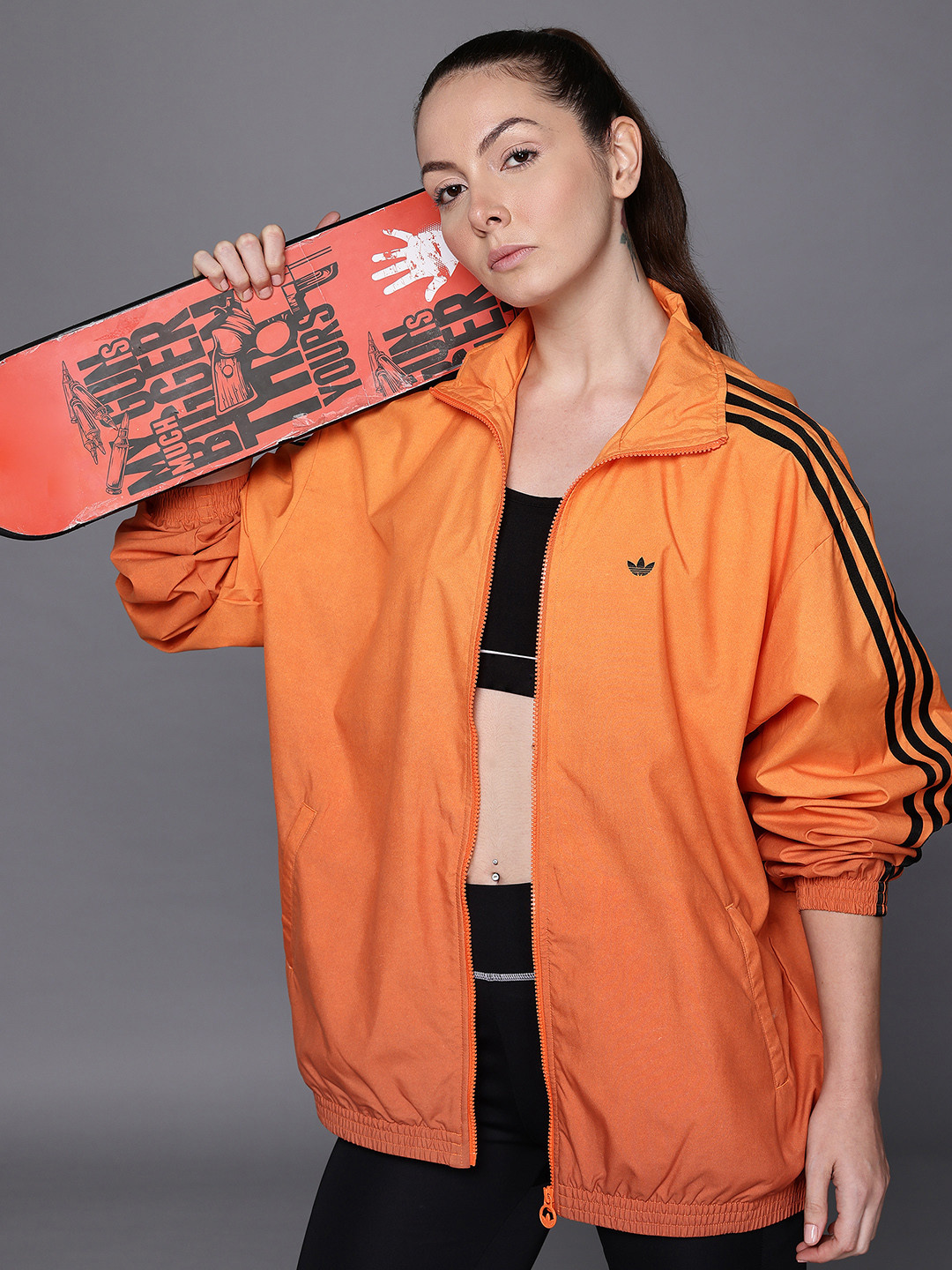 ADIDAS Originals Mock Collar Oversized Bomber Jacket