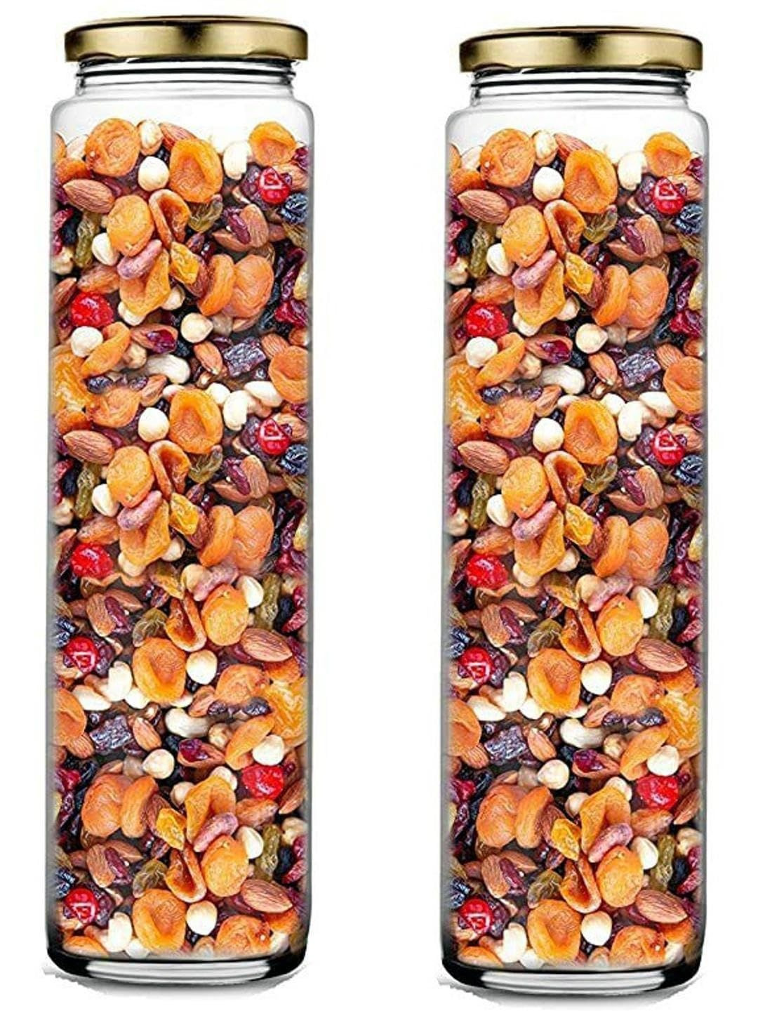 1ST TIME Set of 2 Transparent Solid Glass Dishwasher Safe Twist Lock Jar Container