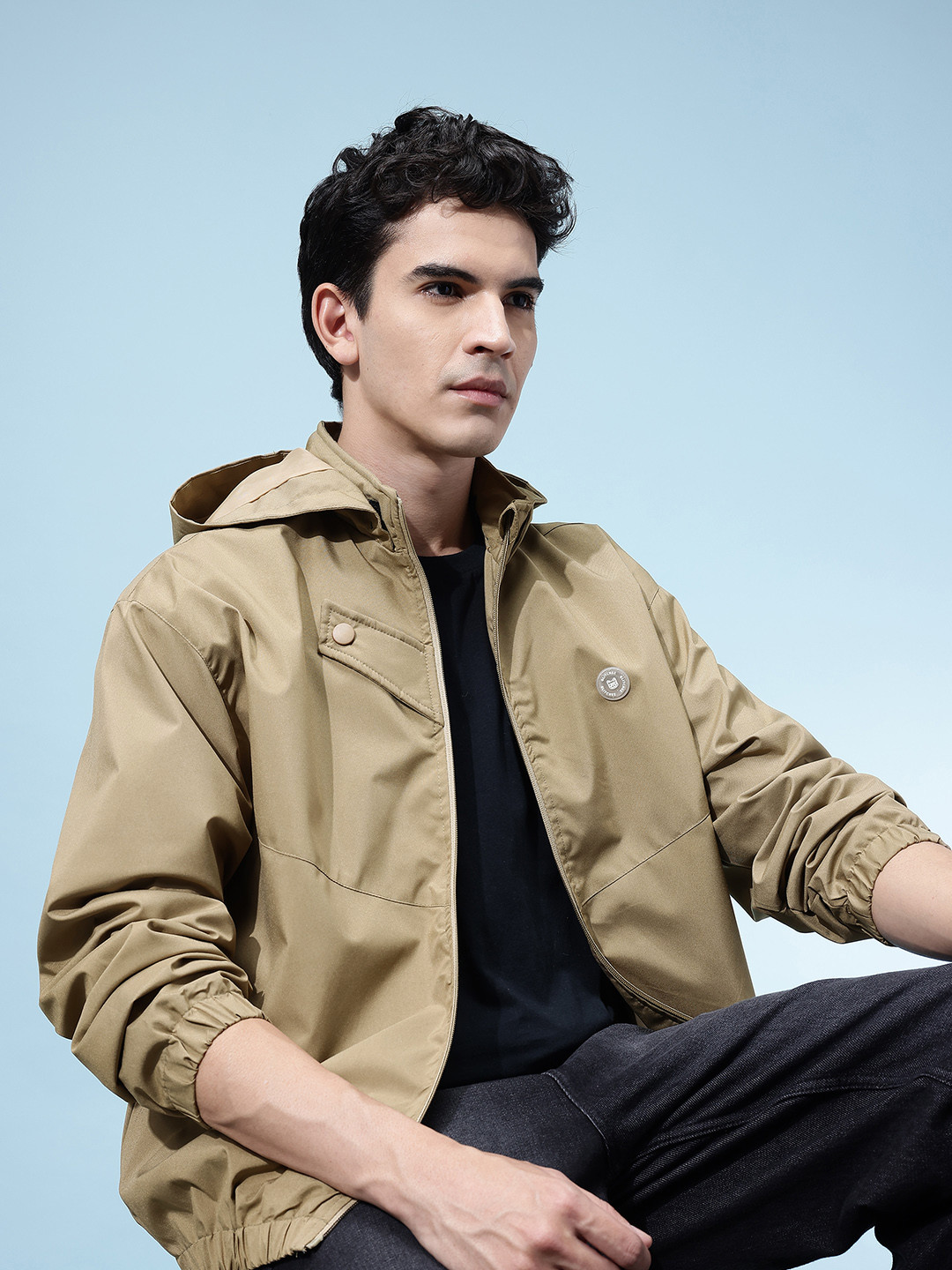 glitchez Men Hooded Windcheater Oversized Jacket