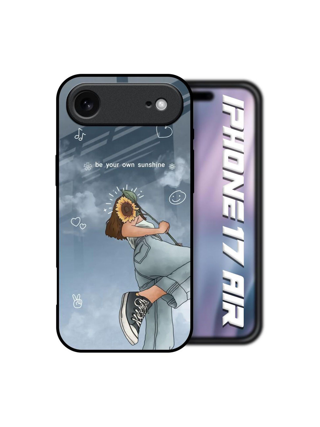 QRIOH Sunflower Spirit Printed Sleek & Lightweight iPhone Air Glass Back Case