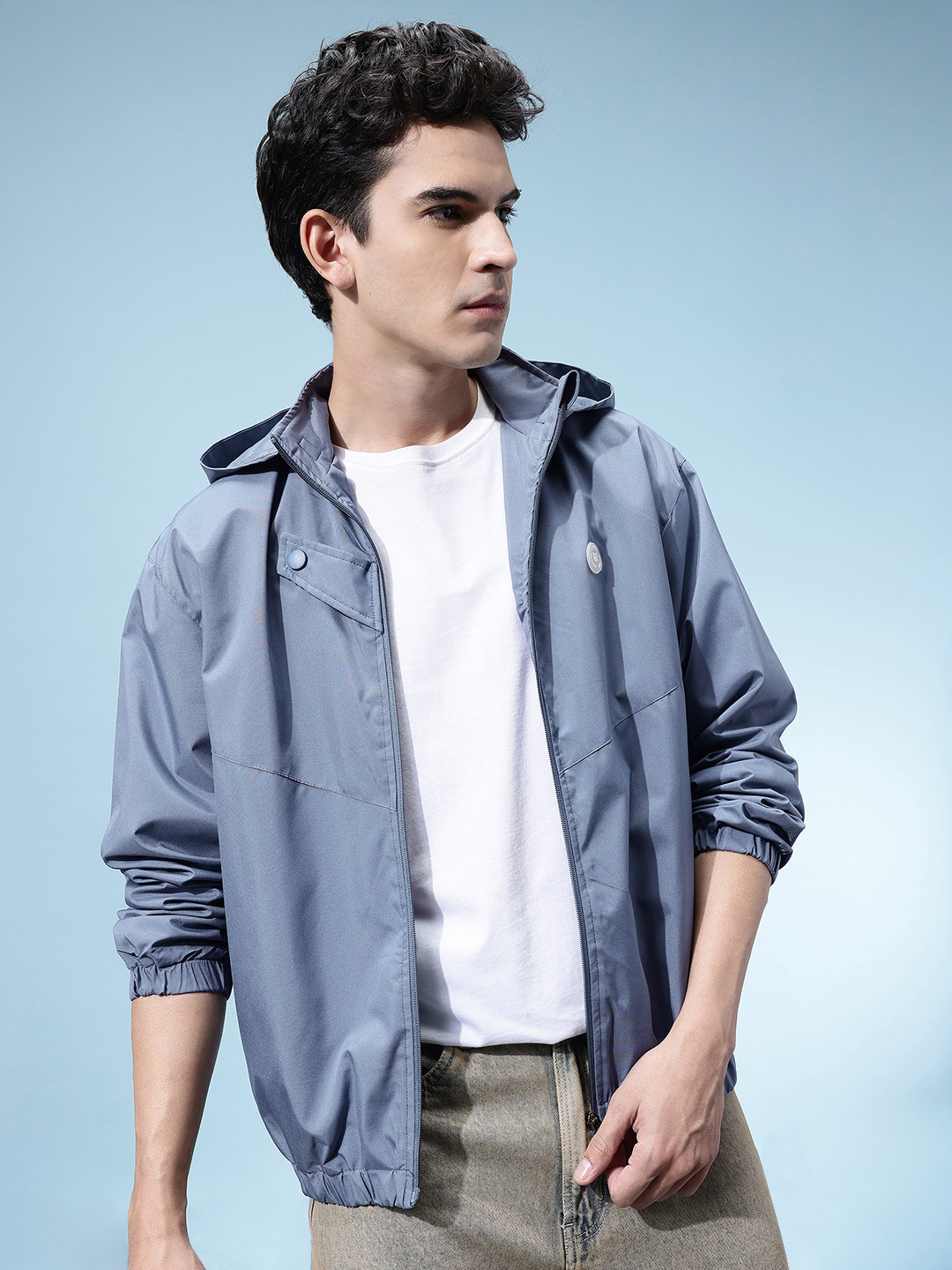 glitchez Men Hooded Windcheater Oversized Jacket