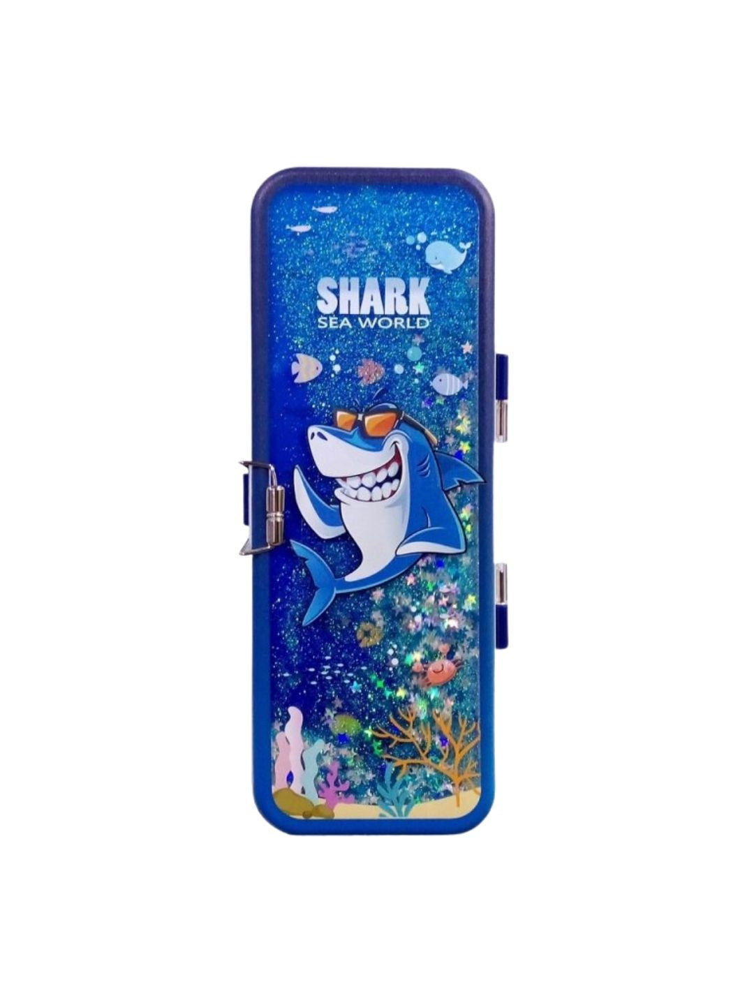 YK Shark-Themed Glitter Pencil Box