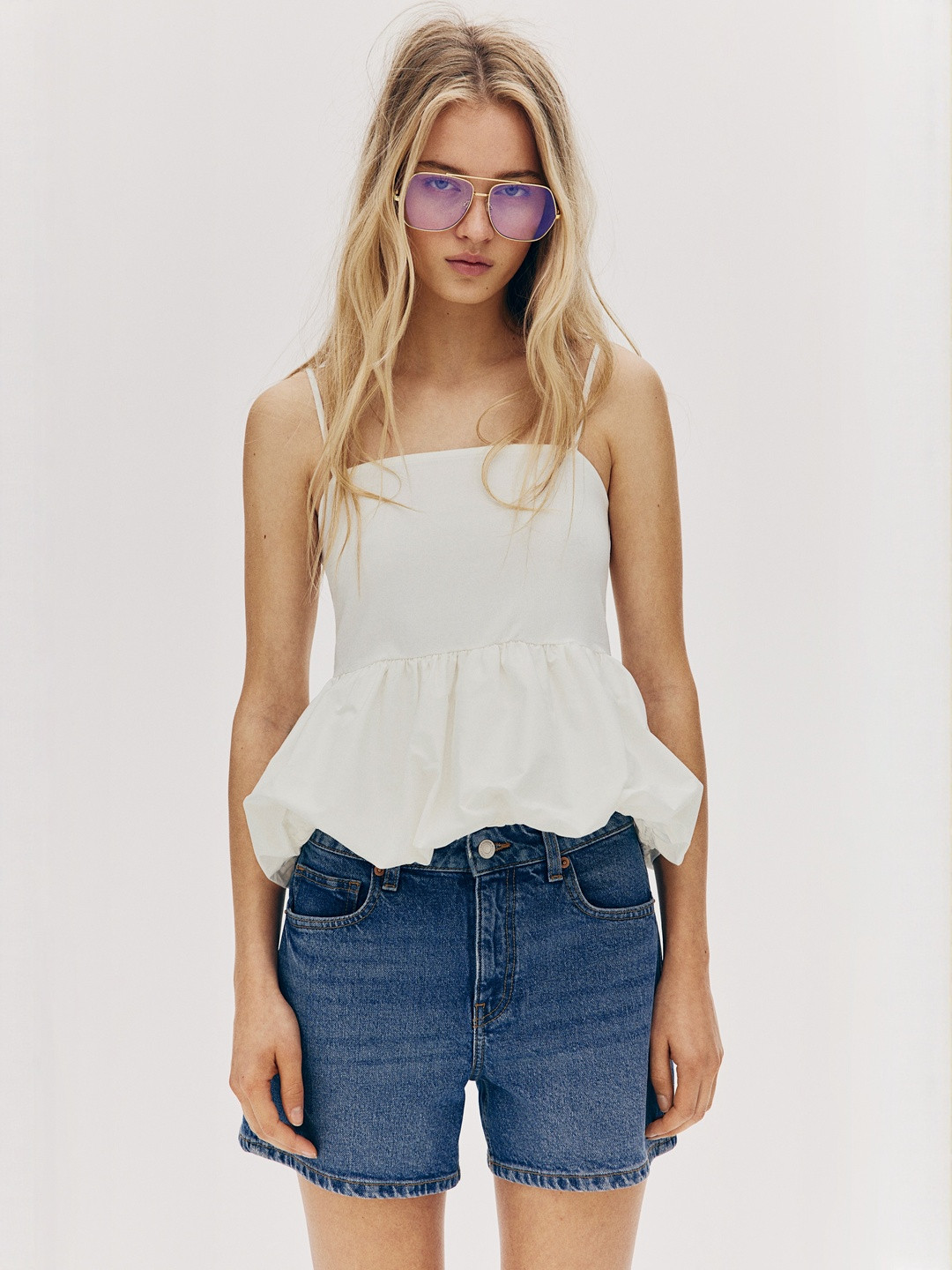 H&M Women Bubble-Hem Strappy Top