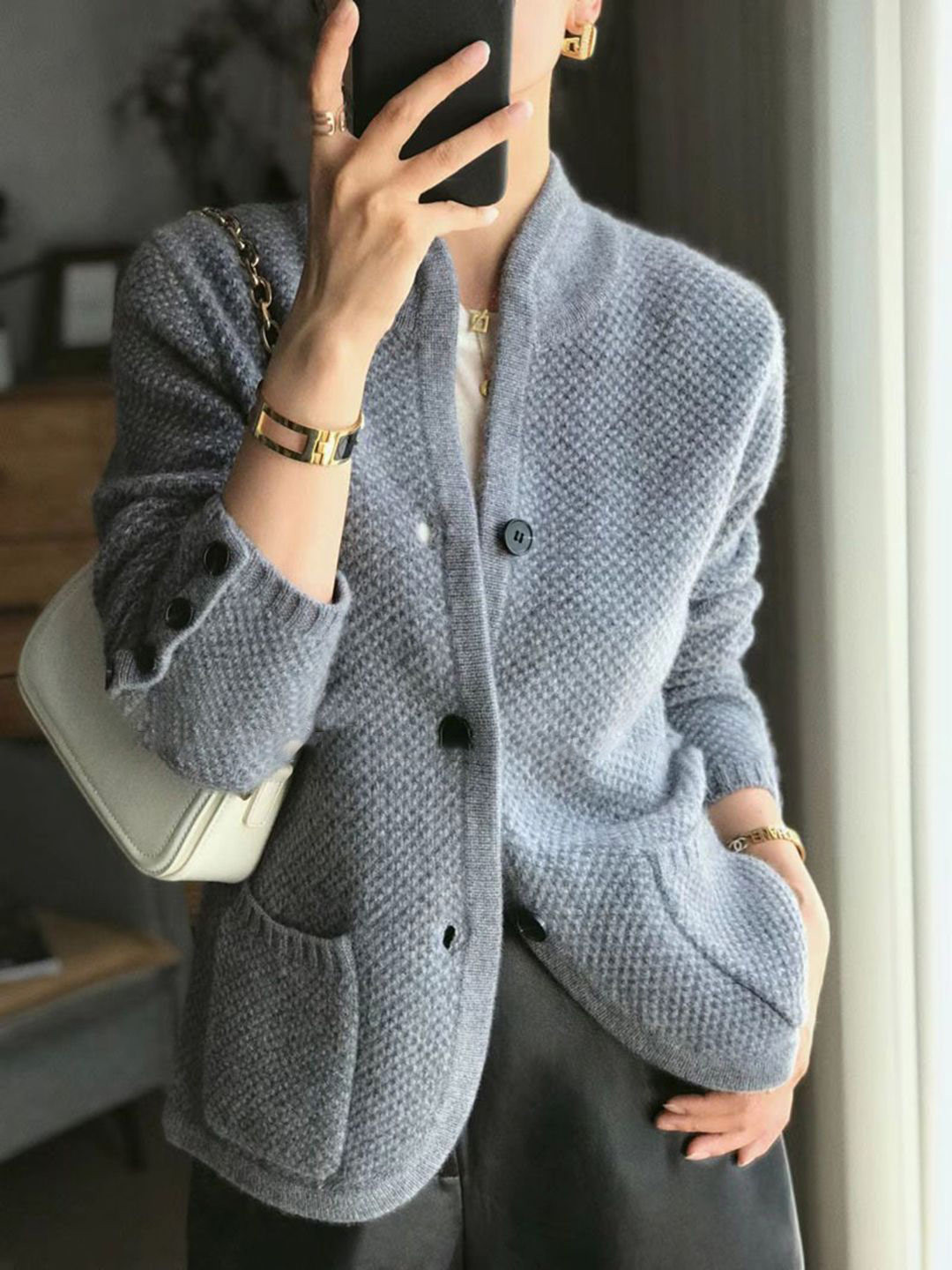 Mast & Harbour Women Self Design Cardigan Sweater
