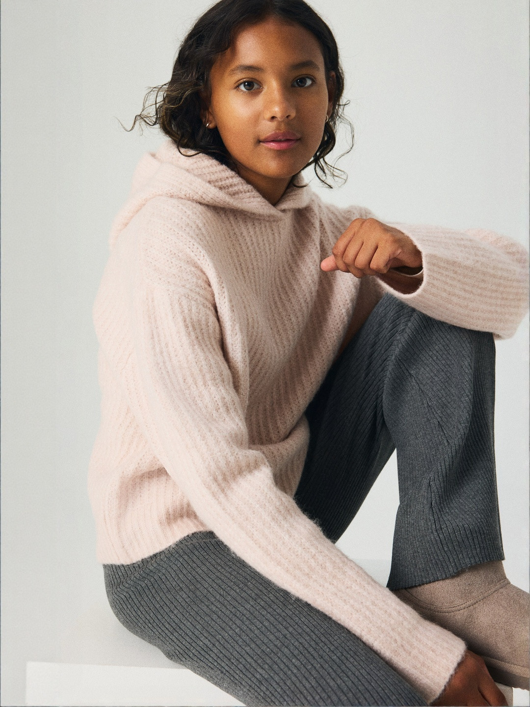H&M Girls Rib-knit Hoodie