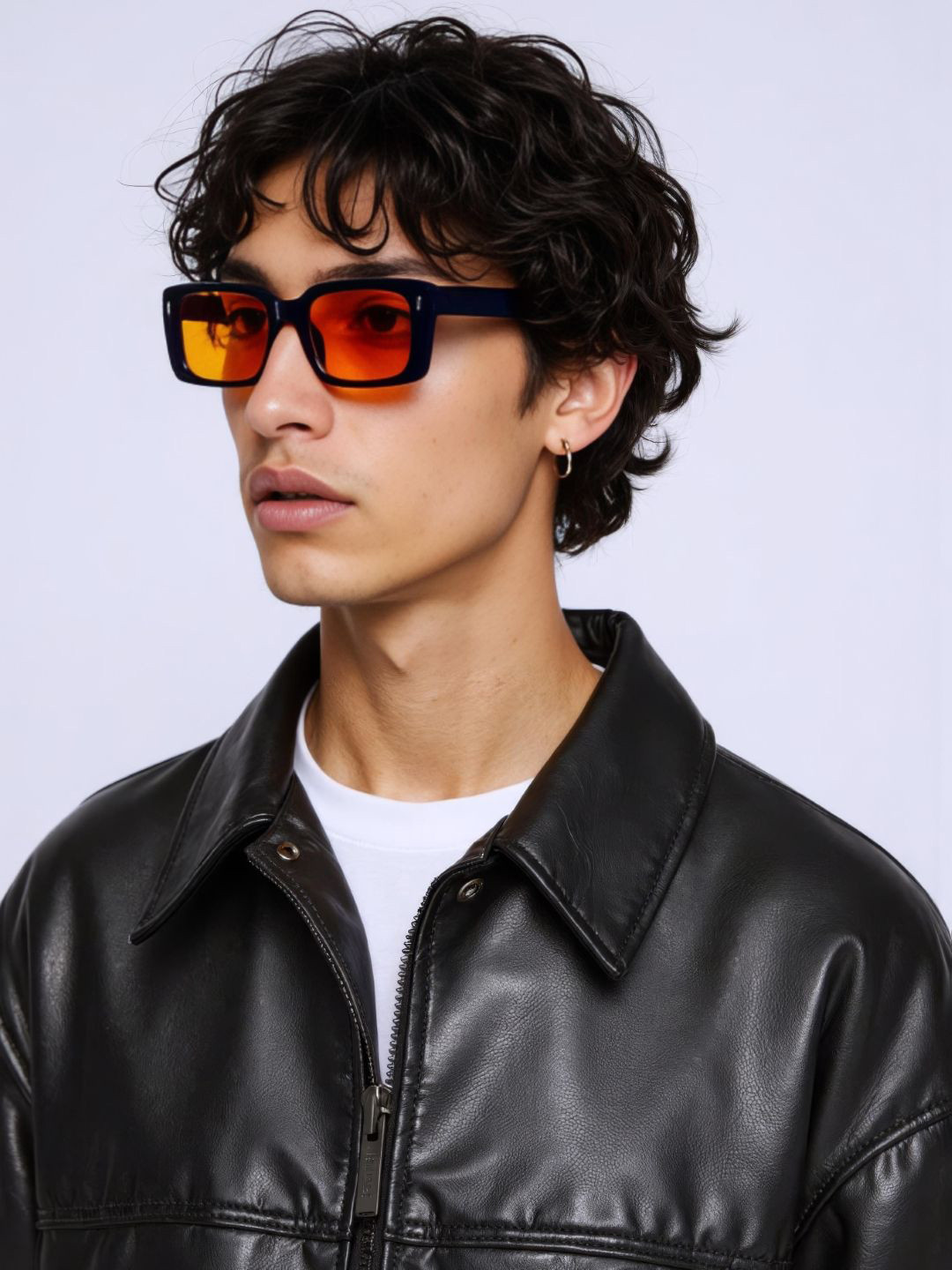 Ted Smith Unisex Square Black Yellow Sunglasses With UV Protected Lenses