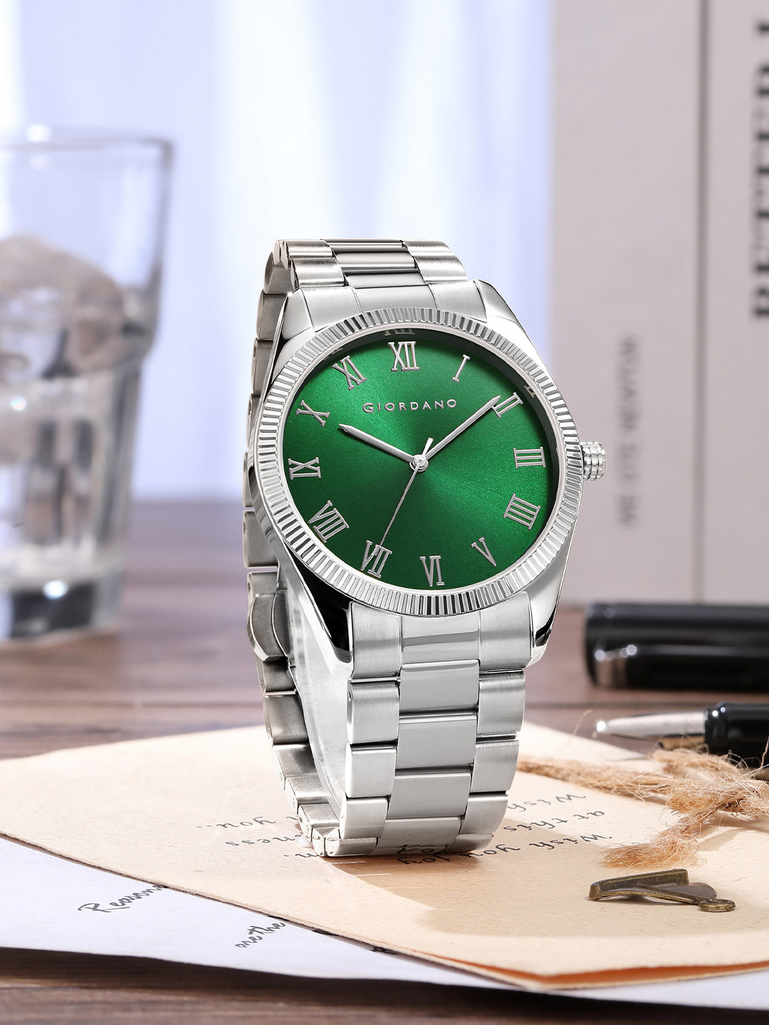 GIORDANO Men Dial & Stainless Steel Bracelet Style Straps Analogue Watch GZ-50112-11