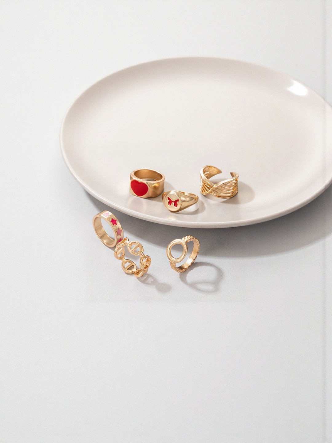 TheVineGirl Set of 6 Gold-Plated Alloy Finger Rings
