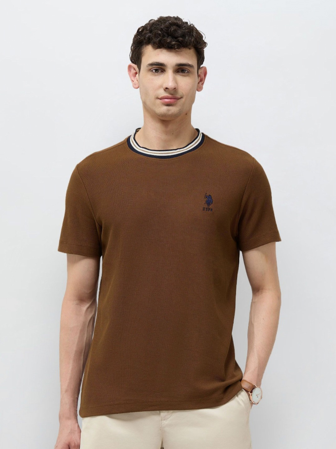 U.S. Polo Assn. Plus Size Brand Logo Round Neck Pure Cotton T-shirt