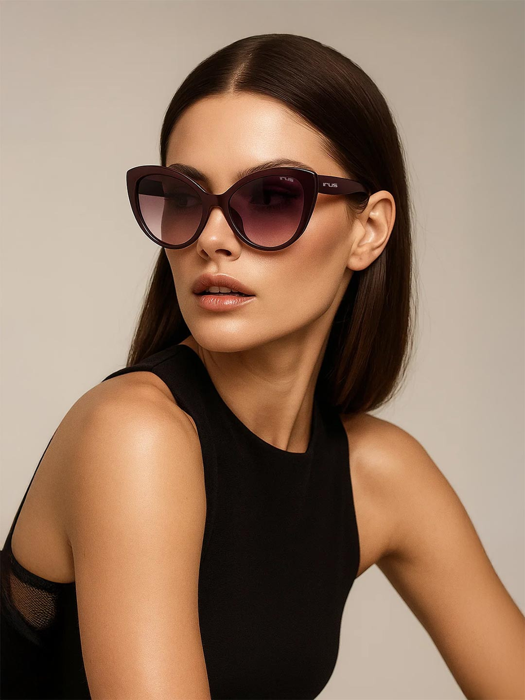 IRUS by IDEE Women Cateye Sunglasses with UV Protected Lens IRS1205C2SG