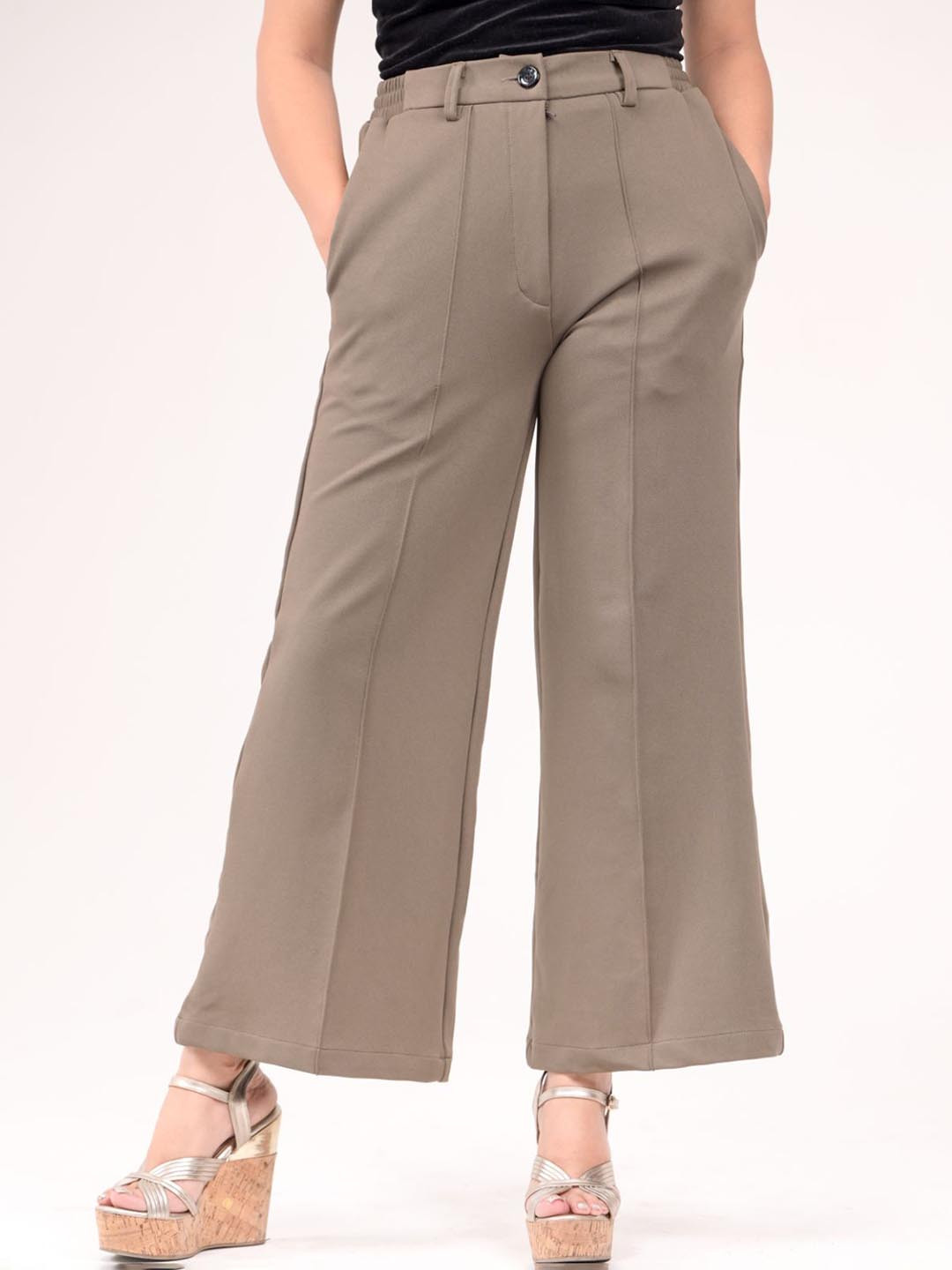 IN ANY MANNER Women Original High Waist Wide Leg Pleated Regular Trousers