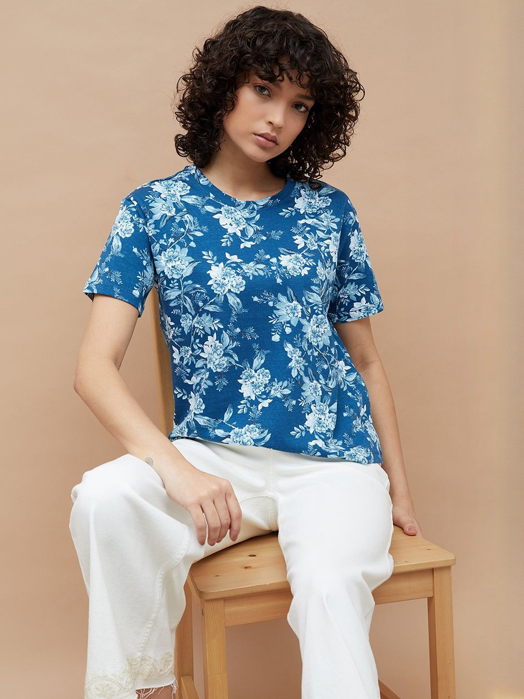 Colour Me by Melange Women Floral Printed Cotton Top