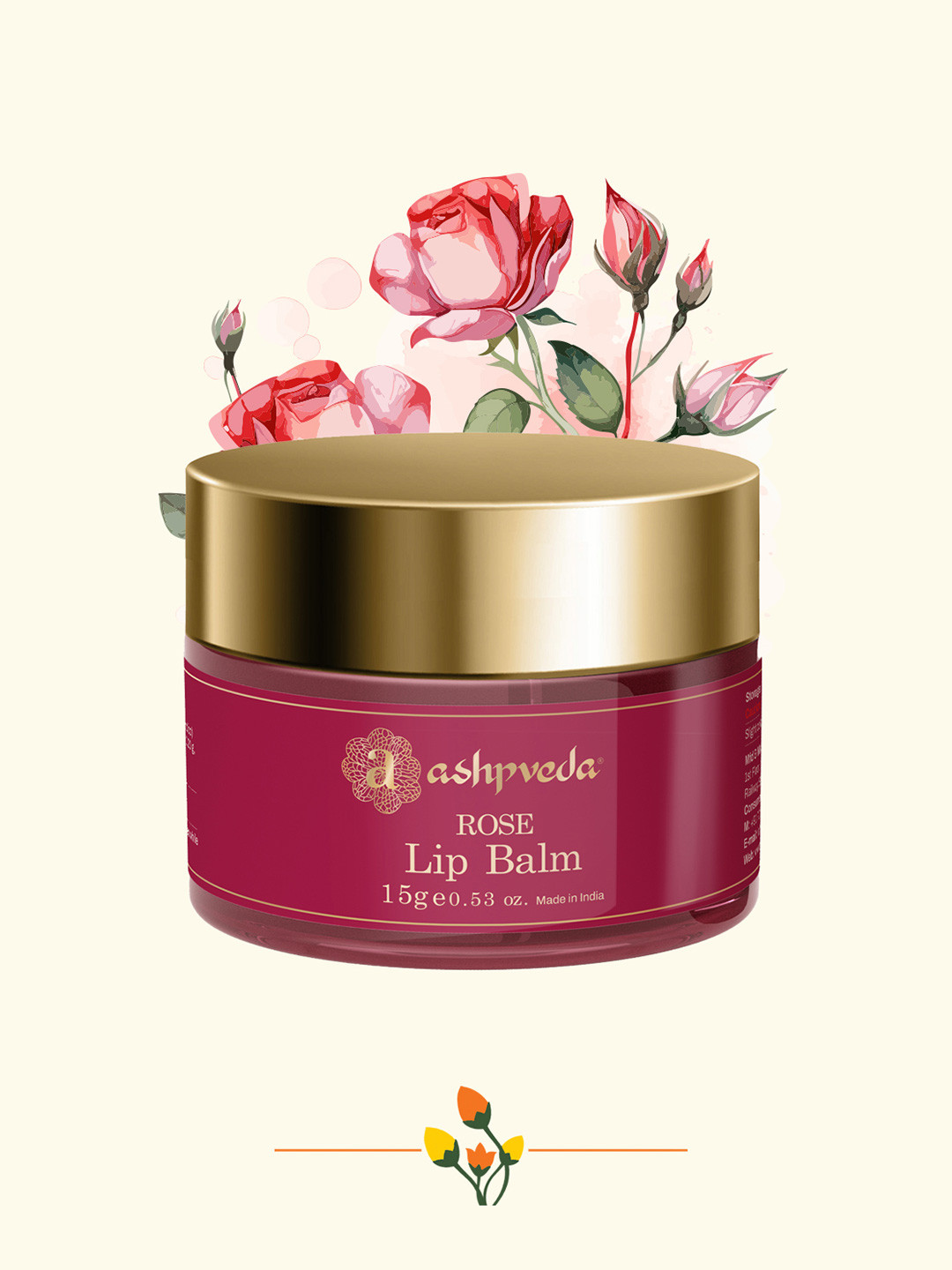 ASHPVEDA Enriching Rose Petal Lip Balm For Dry & Chapped Lips - 15g